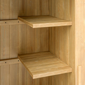 Abri de jardin en bois cabane de jardin exterieur armoire de jardin avec toit bitumé 3 étagères porte avec loquet rangement et stockage extérieurs pour terrasse 77,5 x 54,2 x 179,5 cm naturel