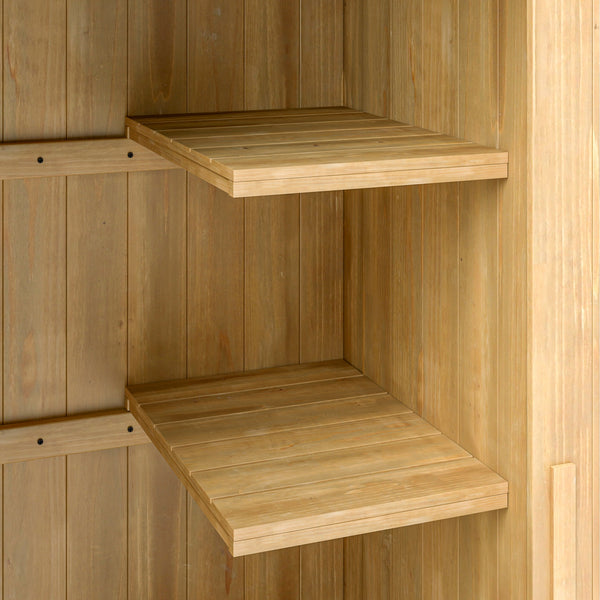 Abri de jardin en bois cabane de jardin exterieur armoire de jardin avec toit bitumé 3 étagères porte avec loquet rangement et stockage extérieurs pour terrasse 77,5 x 54,2 x 179,5 cm naturel