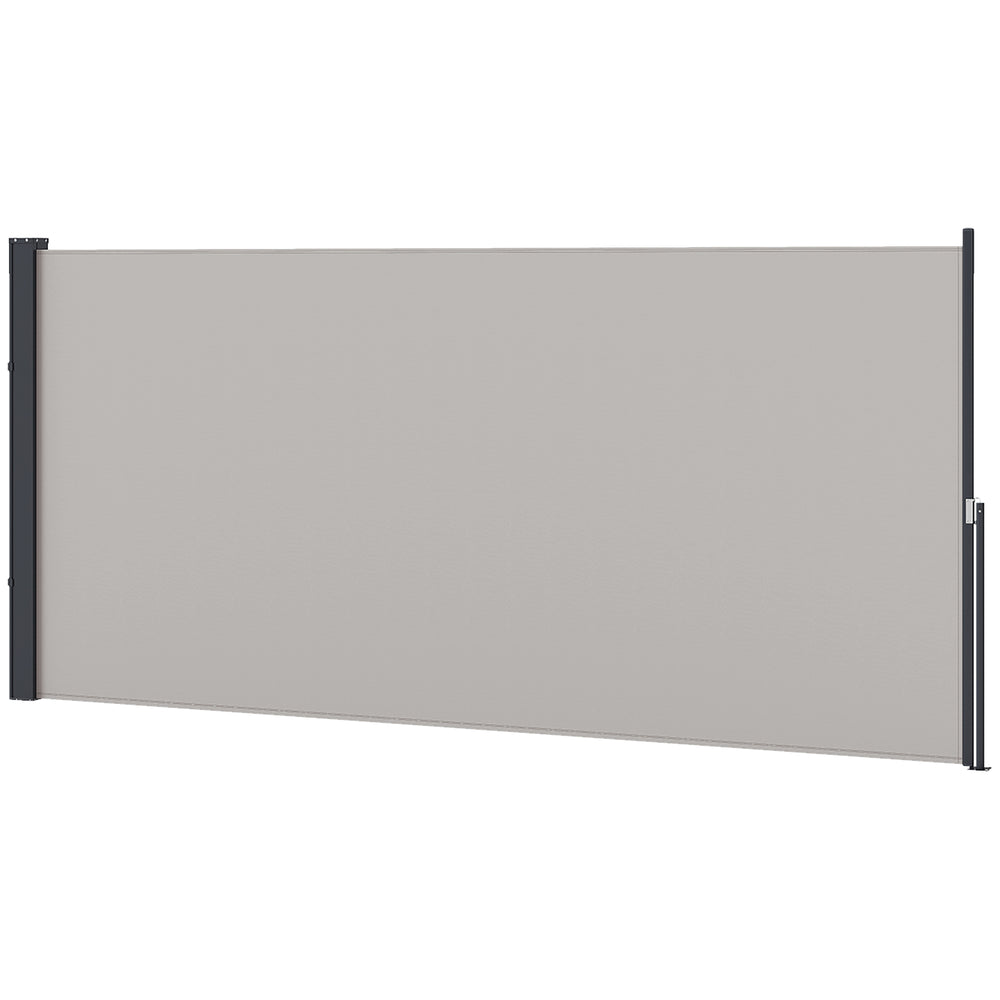 Store latéral Brise-Vue paravent rétractable dim. 3L x 1,4H m alu. Polyester Anti-UV Haute densité 180 g/m² Gris