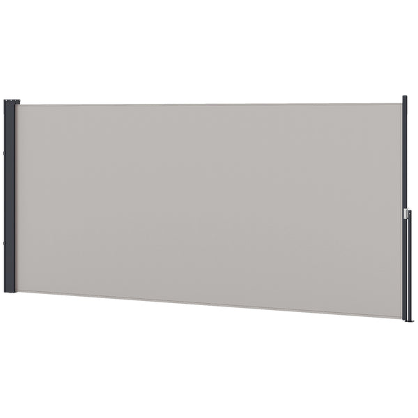 Store latéral Brise-Vue paravent rétractable dim. 3L x 1,4H m alu. Polyester Anti-UV Haute densité 180 g/m² Gris