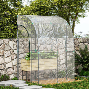 Serre de jardin adossée, serre de balcon, bâche renforcée PVC, châssis en acier, 2 portes zippées enroulables, pour légumes plantes fleurs, intérieur et extérieur, 143x118x212cm, transparent