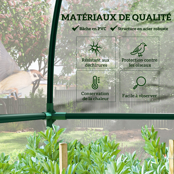 Serre de jardin adossée, serre de balcon, bâche renforcée PVC, châssis en acier, 2 portes zippées enroulables, pour légumes plantes fleurs, intérieur et extérieur, 143x118x212cm, transparent