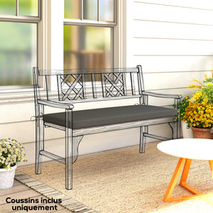 Coussin de banc, coussin pour Banc de Jardin pour l'extérieur et l'intérieur, housse amovible lavable, UPF 30+, sangles de fixation, jardin, patio, 110 x 46 x 6,5 cm, gris foncé