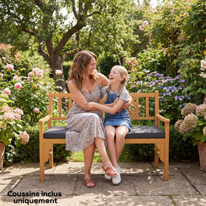 Coussin de banc, coussin pour Banc de Jardin pour l'extérieur et l'intérieur, housse amovible lavable, UPF 30+, sangles de fixation, jardin, patio, 110 x 46 x 6,5 cm, gris foncé