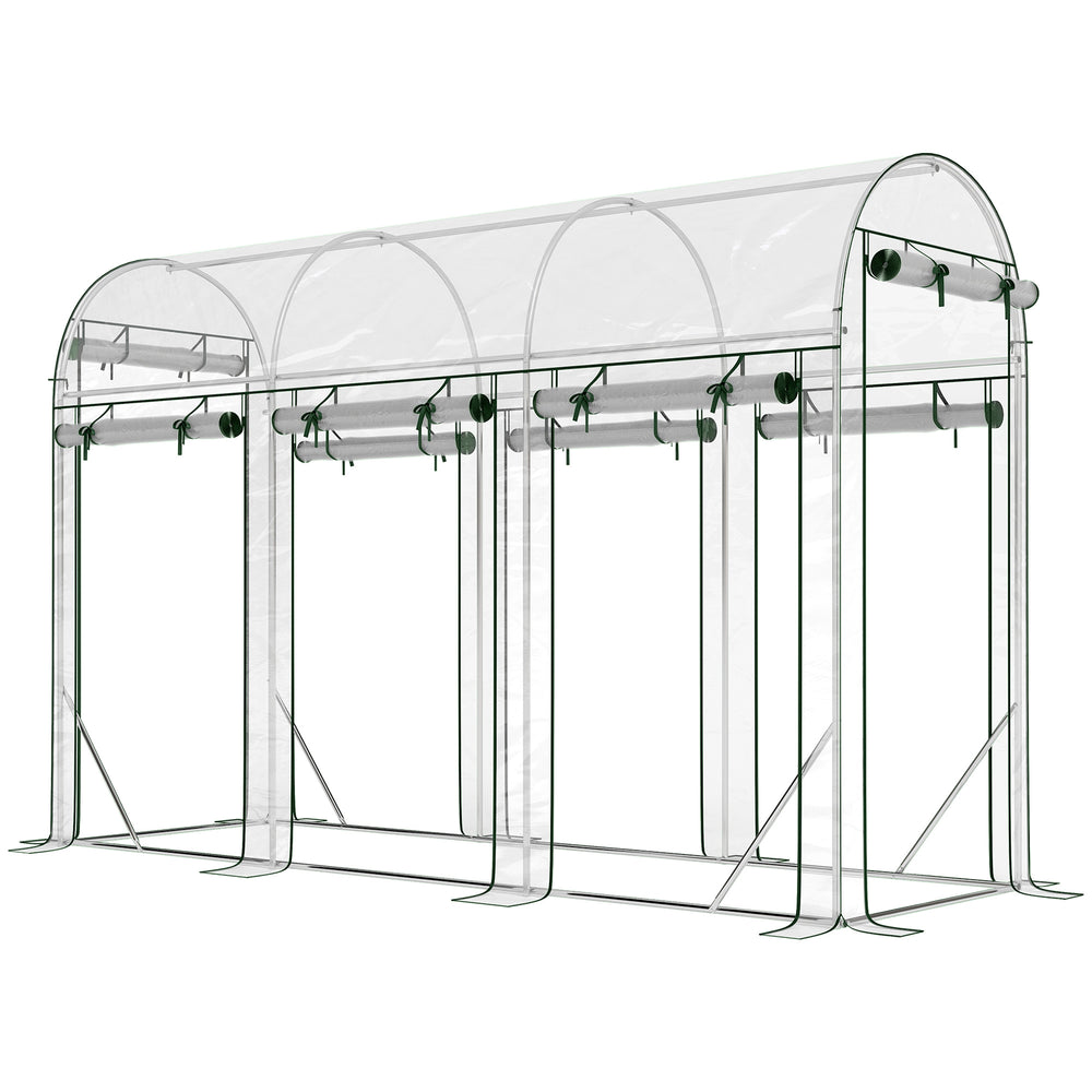 Serre tunnel de jardin 3 m², serre de jardin tunnel 295x100x197cm avec cadre en acier galvanisé, 8 portes roulantes, pour extérieur, toutes saisons, transparent
