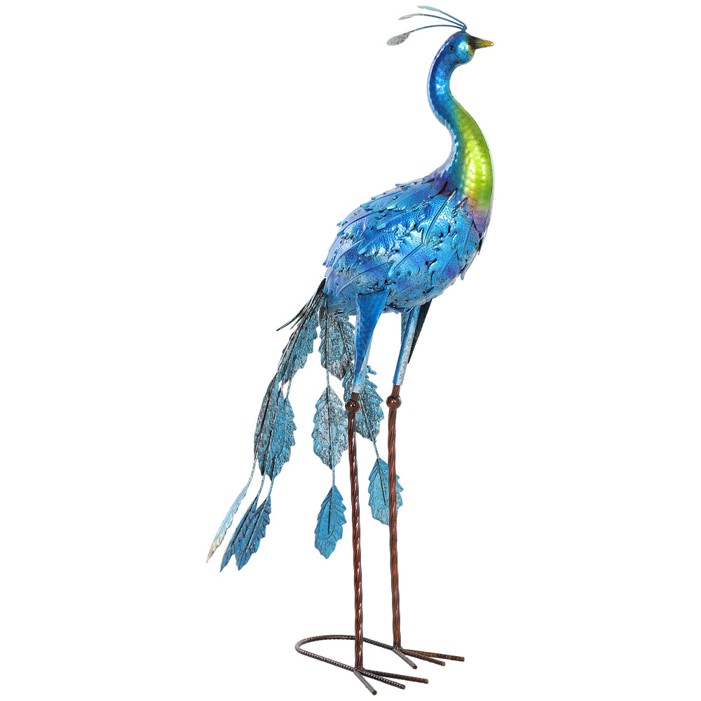 Statue de paon de jardin, décoration jardin extérieure en métal, résister aux éléments, pour jardins, porches, terrasses, 83H cm, multicolore
