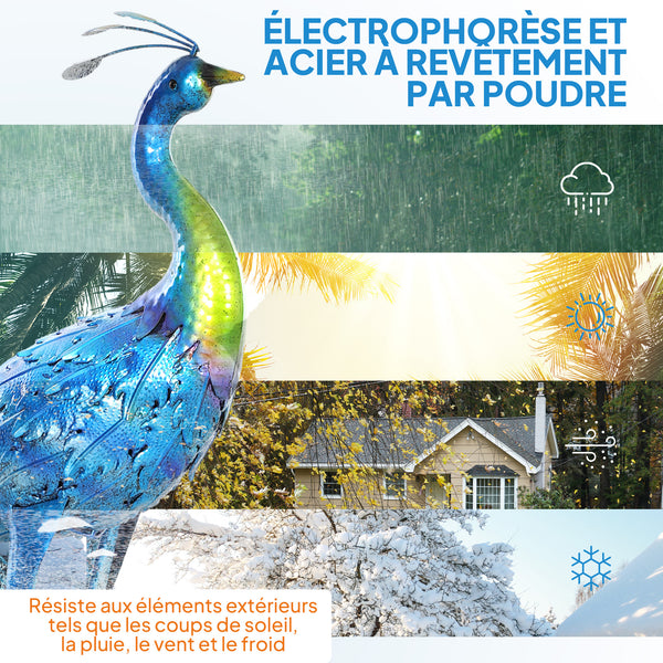 Statue de paon de jardin, décoration jardin extérieure en métal, résister aux éléments, pour jardins, porches, terrasses, 83H cm, multicolore