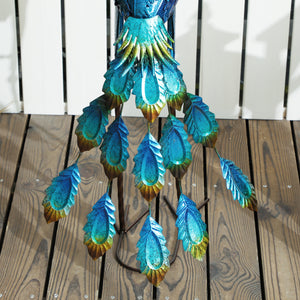 Statue de paon de jardin, décoration jardin extérieure en métal, résister aux éléments, pour jardins, porches, terrasses, 83H cm, multicolore