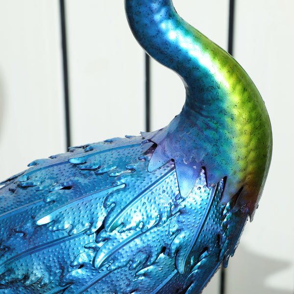Statue de paon de jardin, décoration jardin extérieure en métal, résister aux éléments, pour jardins, porches, terrasses, 83H cm, multicolore