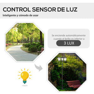 Lampadaire de jardin extérieur à LED solaire avec capteurs 3 abat-jours - H.182.5 cm - IP44