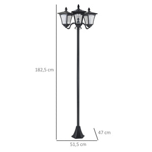Lampadaire de jardin extérieur à LED solaire avec capteurs 3 abat-jours - H.182.5 cm - IP44