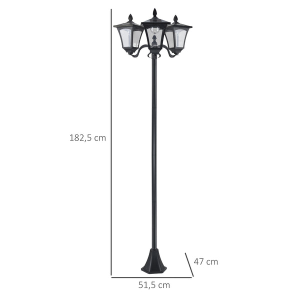 Lampadaire de jardin extérieur à LED solaire avec capteurs 3 abat-jours - H.182.5 cm - IP44