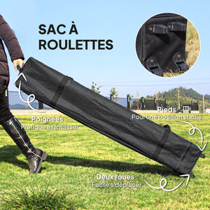 Tonnelle de jardin extérieur barnum de jardin pop-up tente pliant 4 x 4 m double toit protection UV 50+ 4 moustiquaires, 4 sacs de sable, 1 sac de transport tissu Oxford métal beige et marron