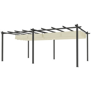 Pergola jardin exterieur pergola aluminium 3,6 x 6 m coulissante rétractable pour terrasse structure en aluminium + toile polyester - beige