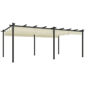 Pergola jardin exterieur pergola aluminium 3,6 x 6 m coulissante rétractable pour terrasse structure en aluminium + toile polyester - beige