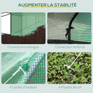 Serre de jardin PE avec étagères 4 niveaux, 4,39 m², serre de balcon bâche renforcée 140 g/m², châssis en acier, porte zippée enroulable, pour légumes plantes fleurs, 244 x 180 x 210 cm, vert