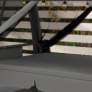 Balancelle de jardin convertible 3 places, balancelle d'extérieur avec auvent et coussins, filet avec fermetures éclair, poche, pour jardin, cour, gris