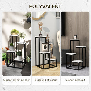 Support pour plantes étagère à fleurs 4 étagères différentes hauteurs structure acier - 34 x 34 x 66 cm