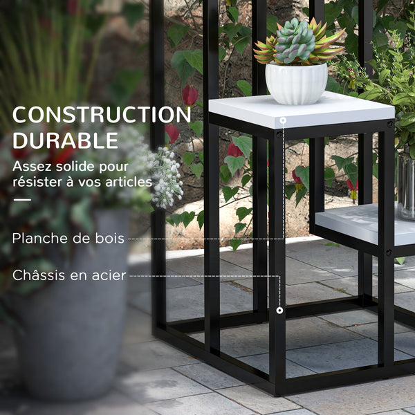 Support pour plantes étagère à fleurs 4 étagères différentes hauteurs structure acier - 34 x 34 x 66 cm