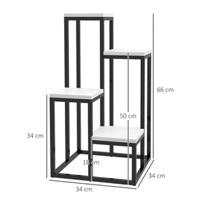Support pour plantes étagère à fleurs 4 étagères différentes hauteurs structure acier - 34 x 34 x 66 cm