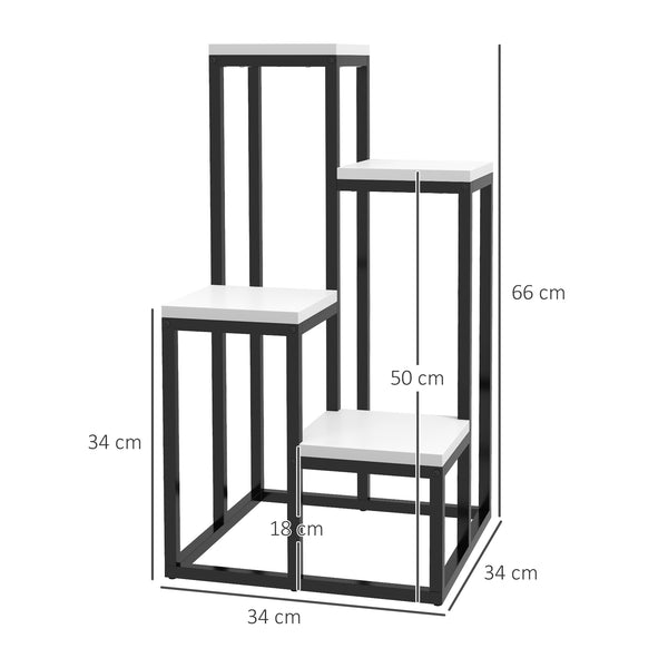 Support pour plantes étagère à fleurs 4 étagères différentes hauteurs structure acier - 34 x 34 x 66 cm
