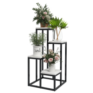Support pour plantes étagère à fleurs 4 étagères différentes hauteurs structure acier - 34 x 34 x 66 cm