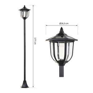 Luminaire extérieur lampadaire sur pied solaire lampadaire lanterne classique LED 60 Lm max. dim. 26L x 26l x 177H cm noir