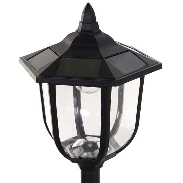 Luminaire extérieur lampadaire sur pied solaire lampadaire lanterne classique LED 60 Lm max. dim. 26L x 26l x 177H cm noir