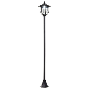 Luminaire extérieur lampadaire sur pied solaire lampadaire lanterne classique LED 60 Lm max. dim. 26L x 26l x 177H cm noir