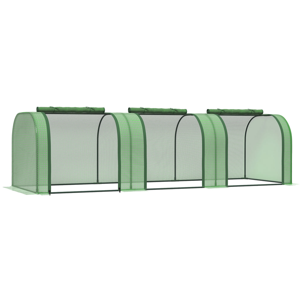 Mini Serre de Jardin mini serre tunnel serre à tomates 3L x 1l x 0,8H m Acier PE Haute densité Anti-UV 3 fenêtres avec Zip enroulables Vert