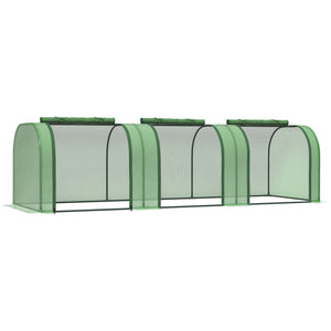 Mini Serre de Jardin mini serre tunnel serre à tomates 3L x 1l x 0,8H m Acier PE Haute densité Anti-UV 3 fenêtres avec Zip enroulables Vert