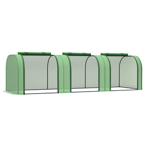 Mini Serre de Jardin mini serre tunnel serre à tomates 3L x 1l x 0,8H m Acier PE Haute densité Anti-UV 3 fenêtres avec Zip enroulables Vert