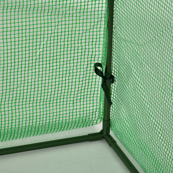 Mini Serre de Jardin mini serre tunnel serre à tomates 3L x 1l x 0,8H m Acier PE Haute densité Anti-UV 3 fenêtres avec Zip enroulables Vert