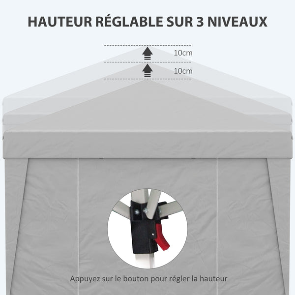 Tonnelle de jardin pop-up pliante tonnelle barnum tente de réception 3 x 3 m anti-UV 30 + avec fenêtres parois latérales sac de transport sacs de sable gris