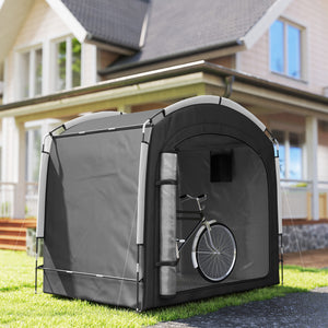 Tente de vélo pour le rangement extérieur, abri de vélo portable pour 3-4 vélos abri de jardin avec 2 poches latérales, 220 x 150 x 195 cm, noir
