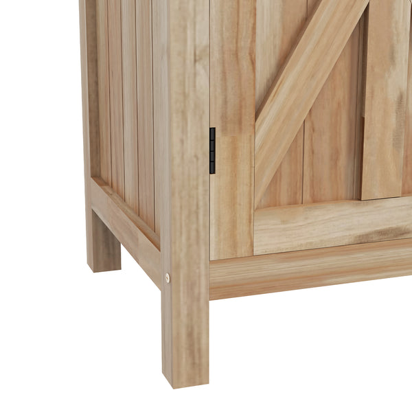 Table de rempotage armoire de rangement de jardin avec 2 étagères, plateau galvanisé patins antidérapants en bois sapin