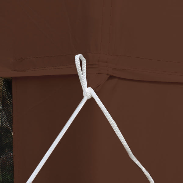 Tonnelle barnum de jardin 3L x 3l m avec 4 moustiquaires amovibles - double toit - marron
