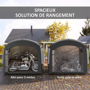 Tente de vélo pour le rangement extérieur, abri de vélo portable pour 3-4 vélos abri de jardin avec 2 poches latérales, 220 x 150 x 195 cm, noir