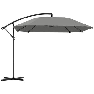 Parasol déporté, parasol de jardin extérieur Inclinable, avec Base, Manivelle, toile polyester 180 g/m², protection UV UPF50+, 304 x 260 x 245 cm, Gris Foncé