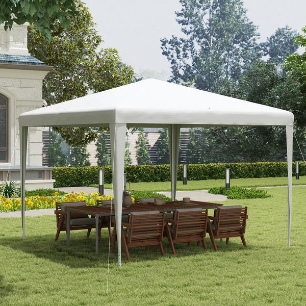 Tonnelle de jardin 3 x 3 m, barnum tente de réception Structure en acier, tissu PE résistant aux UV, pour fêtes et mariages, blanc