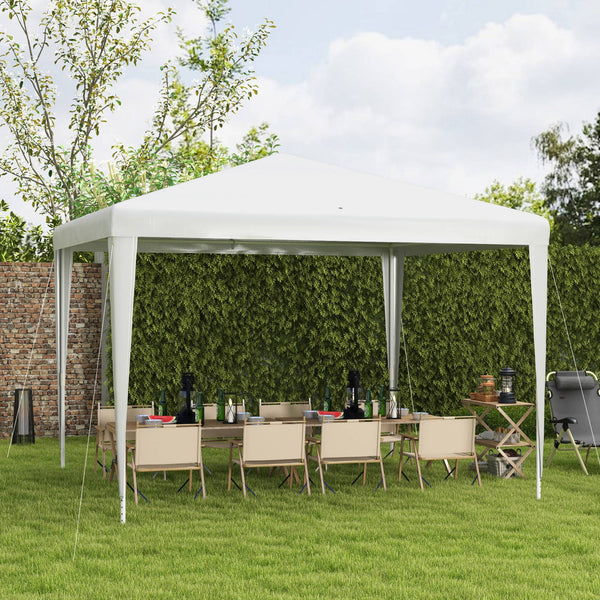 Tonnelle de jardin 3 x 3 m, barnum tente de réception Structure en acier, tissu PE résistant aux UV, pour fêtes et mariages, blanc