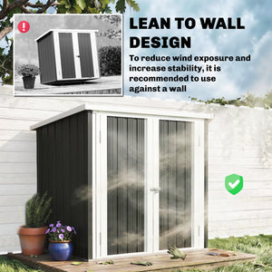 Abri de jardin 1,09 m² avec double porte verrouillable de 147 x 86 x 134 cm