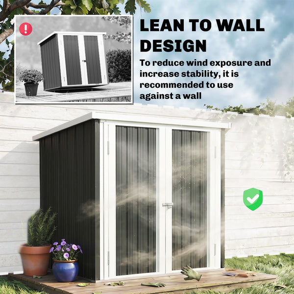 Abri de jardin 1,09 m² avec double porte verrouillable de 147 x 86 x 134 cm