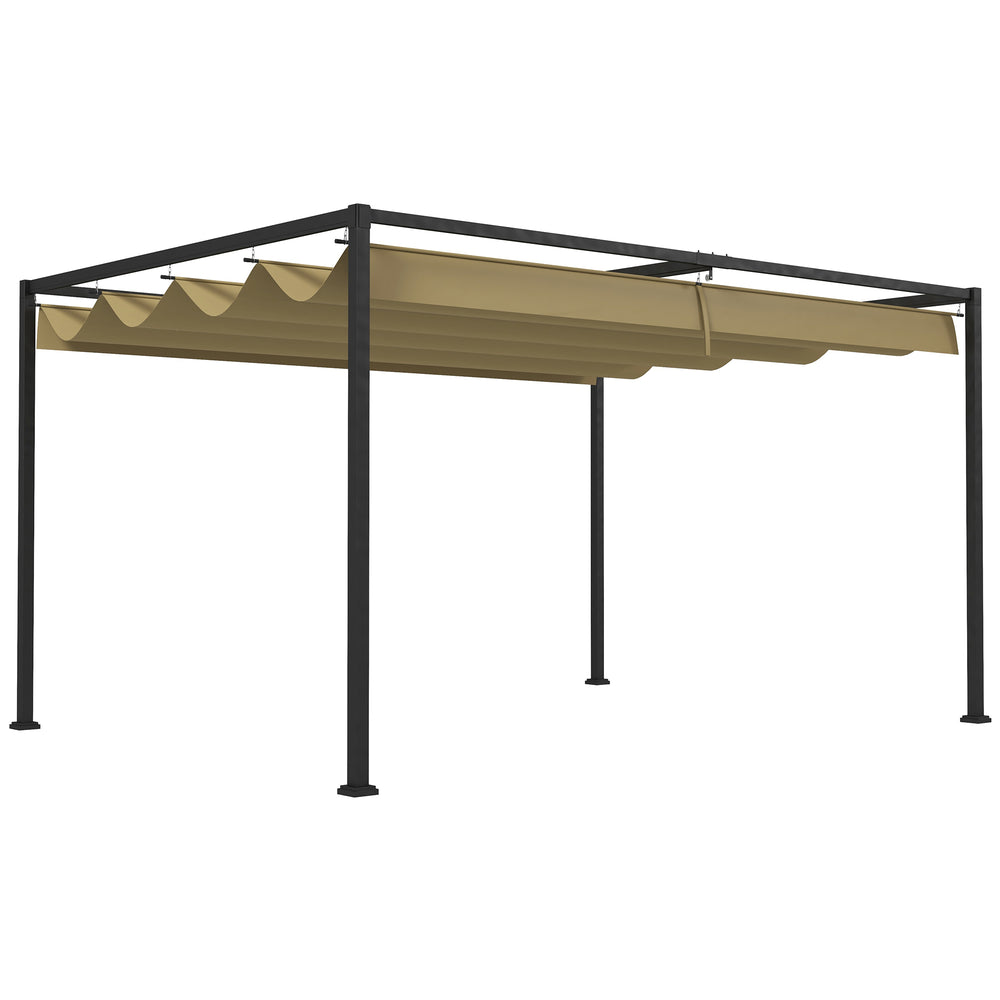 Pergola coulissante pergola rétractable 3 x 2 m structure métal époxy anticorrosion toile polyester haute densité 180 g/m² incluse kaki