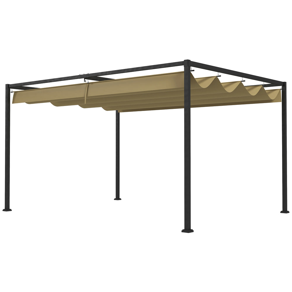 Pergola coulissante pergola rétractable 3 x 2 m structure métal époxy anticorrosion toile polyester haute densité 180 g/m² incluse kaki