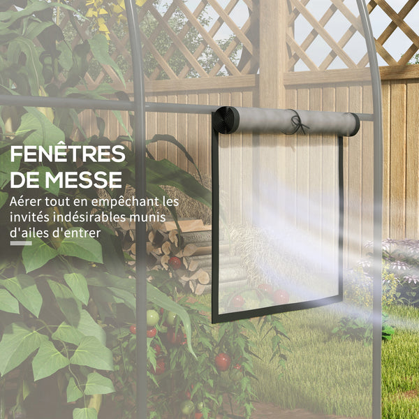 Serre de Jardin Tunnel Serre à tomates Surface Sol 6 m² 3L x 2l x 2H m châssis Tubulaire renforcé Porte zippée 2 fenêtres enroulables - transparent