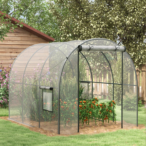Serre de Jardin Tunnel Serre à tomates Surface Sol 6 m² 3L x 2l x 2H m châssis Tubulaire renforcé Porte zippée 2 fenêtres enroulables - transparent