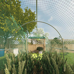 Serre de Jardin Tunnel serre à tomates Surface Sol 8 m² 4L x 2l x 2,05H m châssis Tubulaire renforcé Double Porte zippée 6 fenêtres enroulables vert