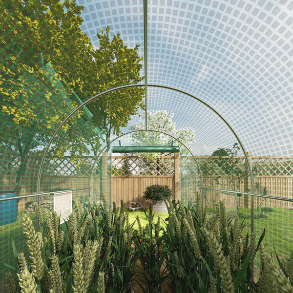 Serre de Jardin Tunnel serre à tomates Surface Sol 8 m² 4L x 2l x 2,05H m châssis Tubulaire renforcé Double Porte zippée 6 fenêtres enroulables vert