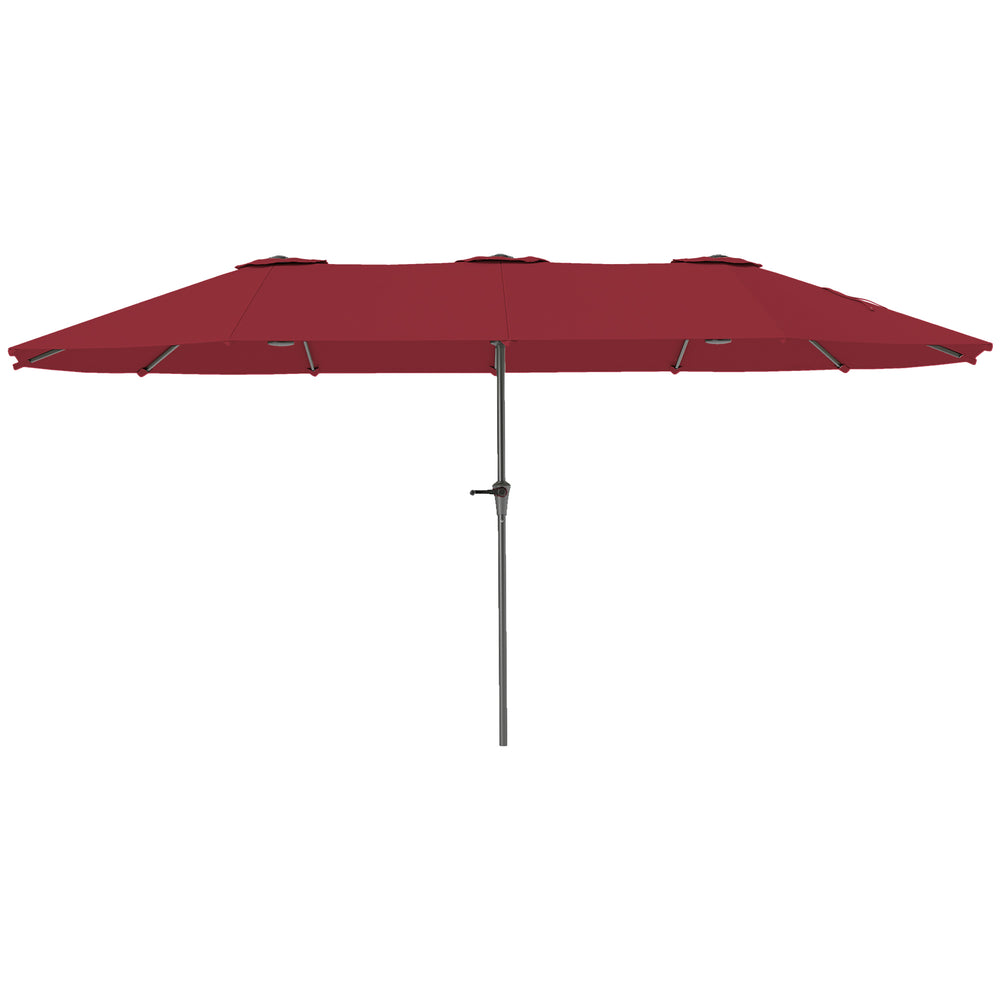 Parasol de jardin extérieur, parasol double rectangulaire 4 x 2,2 x 2,3 m avec ouverture fermeture manivelle, toile 180 g/m² pour balcon, piscine, terrasse, rouge vineux